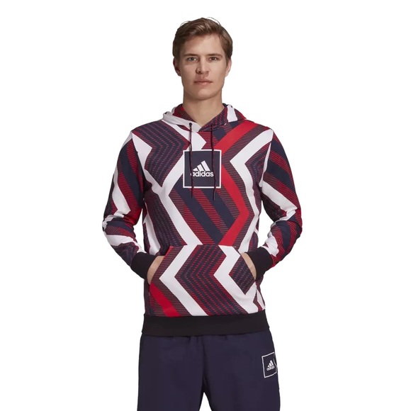 adidas Other - Mens ADIDAS MEN'S ALLOVER PRINT PULLOVER HOODIE SWEATSHIRTS MULTI SPORT Size 2XL